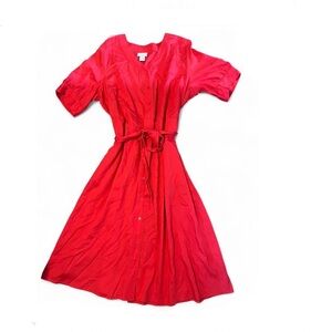 Liz Claiborne Belted Shirt Dress Button Front Shortsleeve Teaberry